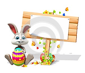 Bunny with wooden Sign & egg