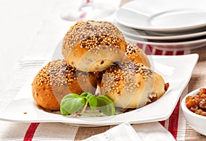 Buns on a breakfast table