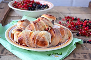 Buns with currants. Selective focus