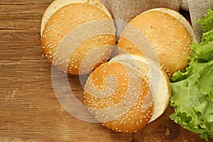 Buns for hamburgers with sesame