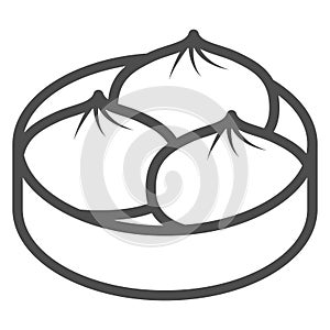 Buns Nikuman line icon, asian food concept, steam meat buns vector sign on white background, outline style icon for