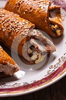 Buns with sesame in plate