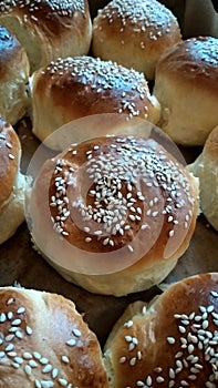 buns with sesame seeds.