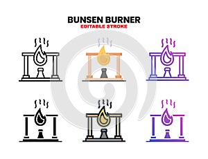 Bunsen Burner icon set with different styles.