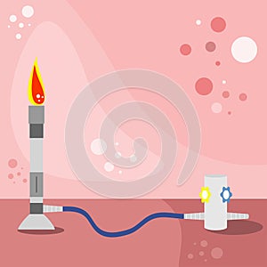 bunsen burner vector cartoon illustration