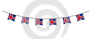 Bunting decoration in colors of Iceland flag. Garland, pennants on a rope for party, carnival, festival, celebration. For National