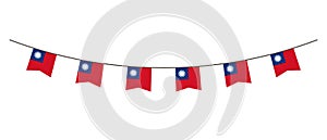 Bunting decoration in colors of Taiwan flag. Garland, pennants on a rope for party, carnival, festival, celebration. For National