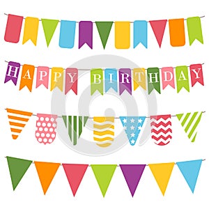 Bunting flags with inscription Happy birthday