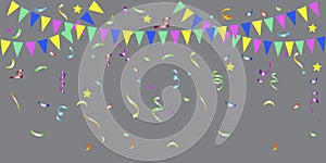 Bunting for the holidays. Flag template with serpentine. Festive Party Background. Vector image