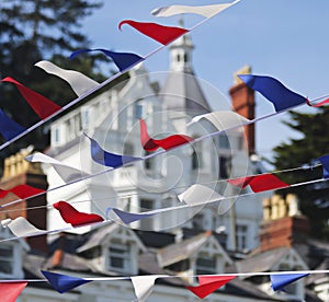 A Bunting of Red, White and Blue Fourth of July Flags