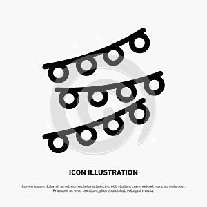 Buntings, Party Decoration, Party Bulb Line Icon Vector