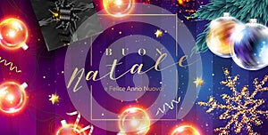 Buon Natale e Felice Anno Nuovo Vector Card. Merry Christmas.