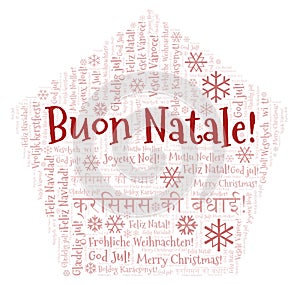 Buon Natale word cloud - Merry Christmas on Italian language and other different languages
