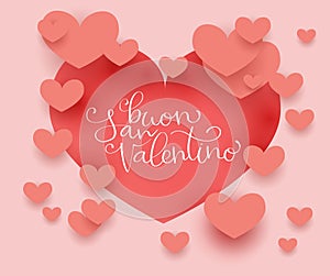 Buon San Valentino translation from italian Happy Valentine day. Handwritten calligraphy lettering illustration. Vector