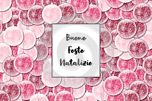 Buone Feste Natalizie Christmas card with Cherry Red bauble as a background photo