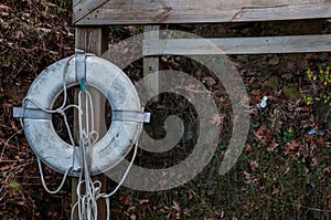 Buoy Attached to Wooden Post