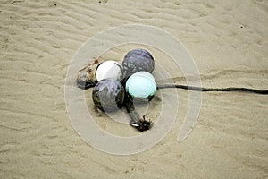 Buoy on beach sand