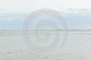 Buoy floats far away in the sea