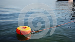 Buoy line marks boundaries for safe water sports.AI Generated