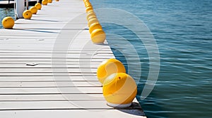 Buoy line marks boundaries for safe water sports.AI Generated