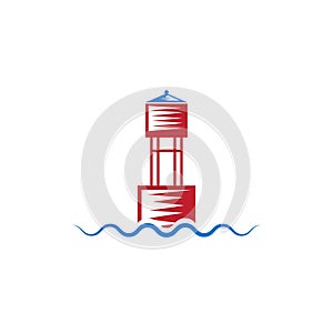 Buoy on wave simple vector design photo