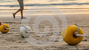 Buoyancy sphere, tied with a rope to use as a barrier for the po