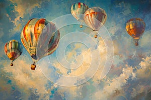 Buoyant Balloons rising air. Generate AI photo