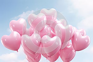 Buoyant Heart shaped helium balloons. Generate Ai photo
