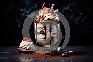Buoyant Pieces chocolate float. Generate Ai photo
