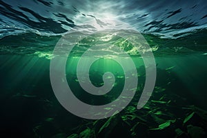 Buoyant World ocean green seaweed. Generate Ai