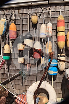 Buoys on a Cape Cod fishing shack