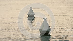 buoys on the lake. close-up