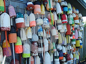 Buoys on wall