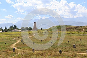 Burana tower XI century and the ancient stone sculptures of th