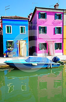 Burano island landscape with colorful houses