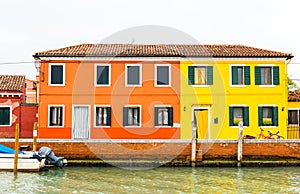 BURANO ISLAND, VENICE, ITALY. Colorful traditional houses in the Burano