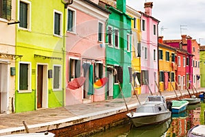 Burano island in Venice and its colorful houses