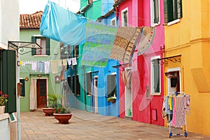 Burano island in Venice and its colorful houses