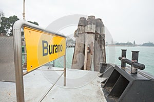 Burano signboard on waterbus stop