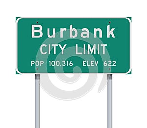 Burbank City Limit road sign photo