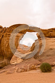 Burdah rock bridge, Wadi Rum desert, Jordan