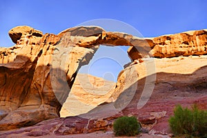 Burdah Rock Bridge in Wadi Rum Desert, Jordan
