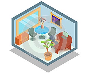 Bureau concept banner, isometric style