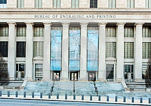 Bureau of Engraving and Printing with Cherry Blossom Banner