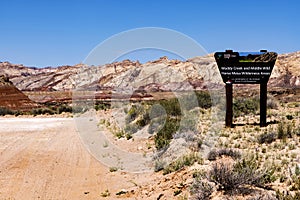 Bureau of Land Management Muddy Creek and Wild Horse Mesa Wilderness Area Road Sign