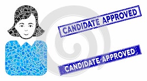 Bureaucrat Woman Mosaic and Grunge Rectangle Candidate Approved Watermarks