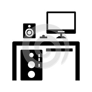 Bureaux, computer, desk icon. Glyph style vector EPS