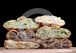 Burek pie with meat, cheese or spinach