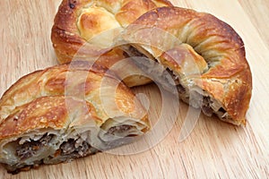 Burek pie with meat, cheese or spinach