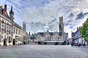 Burg square and Belfort tower, Bruges, Belgium